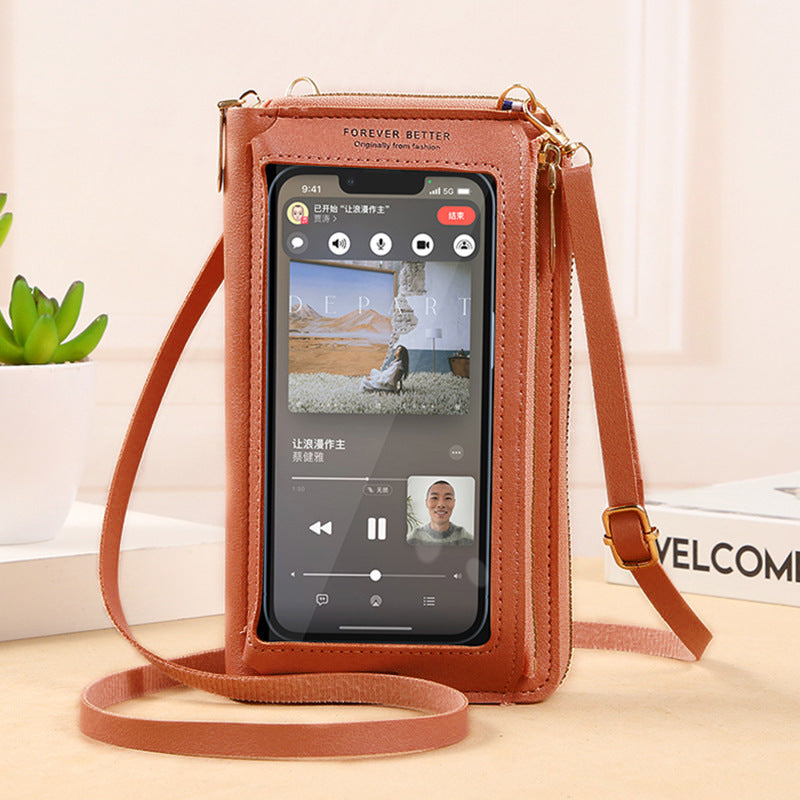 2025 Touch Screen Mobile Phone Bag Women's Cross-Body Bag Anti-Theft Multi-Functional Transparent Fashion Small Bag Wallet Mobile Phone Bag Anti-Fall