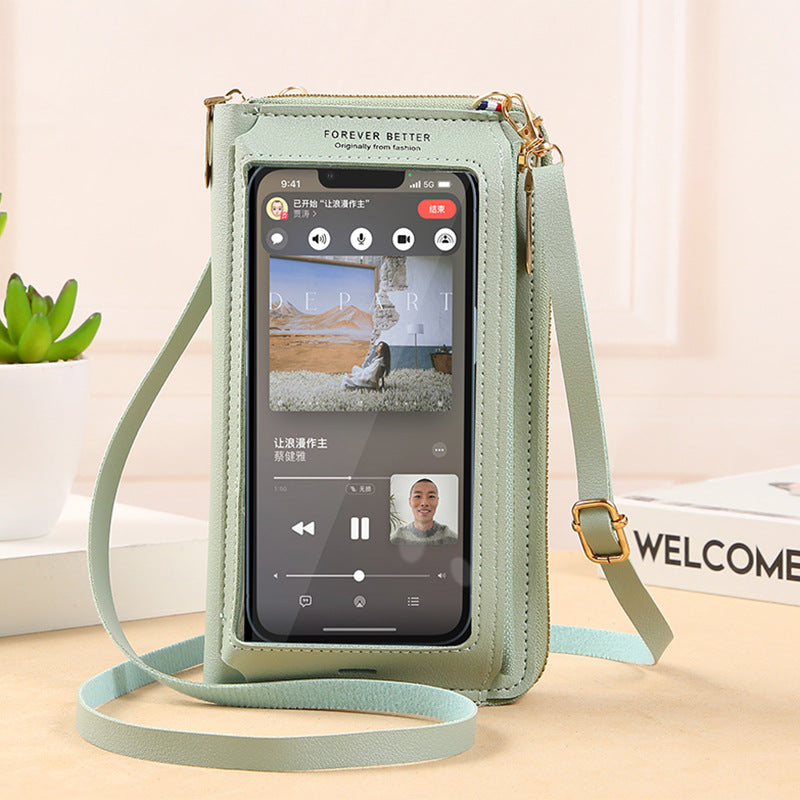2025 Touch Screen Mobile Phone Bag Women's Cross-Body Bag Anti-Theft Multi-Functional Transparent Fashion Small Bag Wallet Mobile Phone Bag Anti-Fall