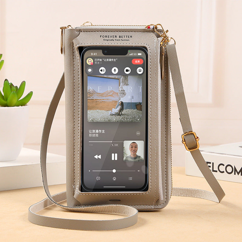 2025 Touch Screen Mobile Phone Bag Women's Cross-Body Bag Anti-Theft Multi-Functional Transparent Fashion Small Bag Wallet Mobile Phone Bag Anti-Fall