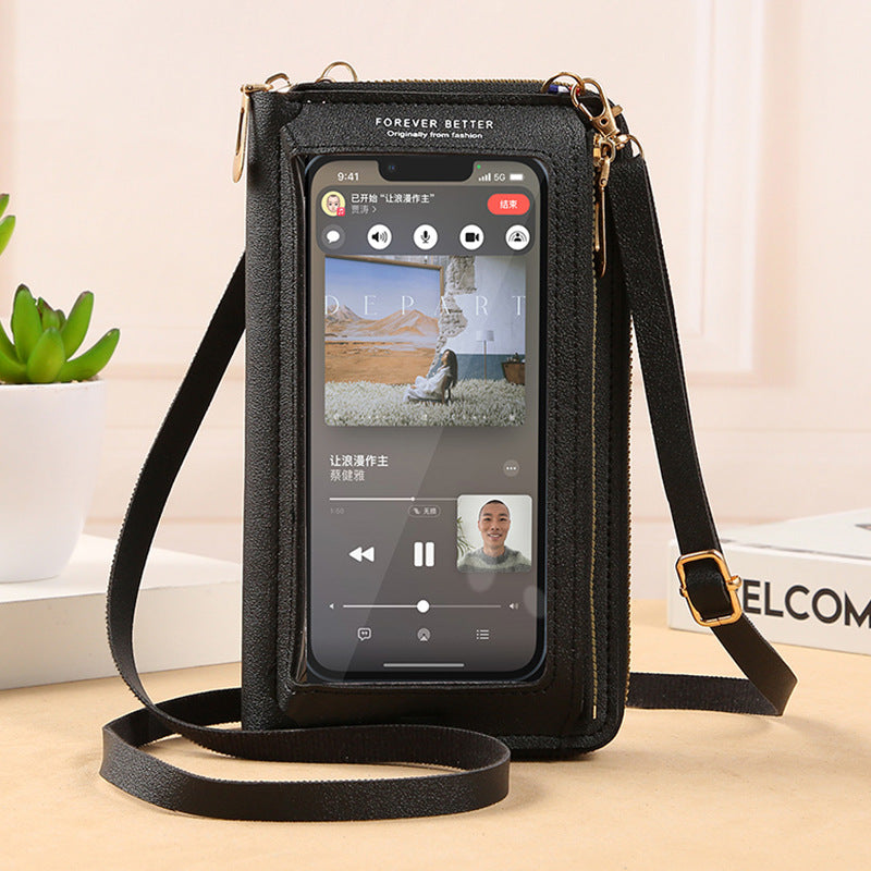 2025 Touch Screen Mobile Phone Bag Women's Cross-Body Bag Anti-Theft Multi-Functional Transparent Fashion Small Bag Wallet Mobile Phone Bag Anti-Fall
