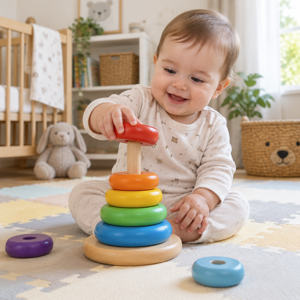 Baby Playing with Stacking Rings